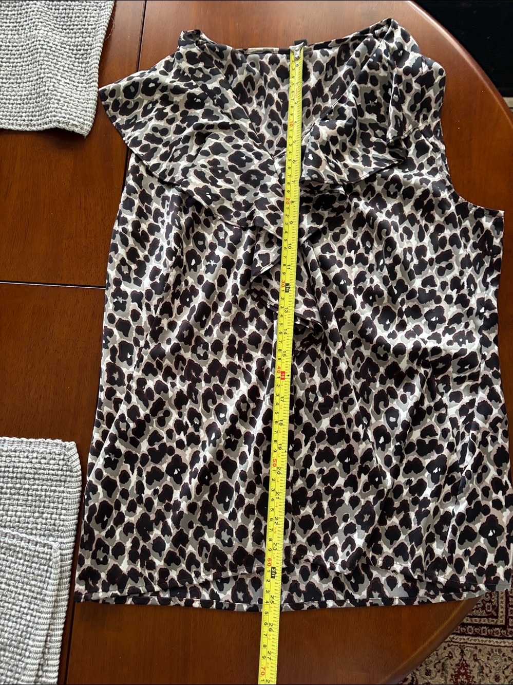 Ann Taylor Leopard Print Sleeveless Ruffle Camisole - Black & Tan - Picture 6 of 7